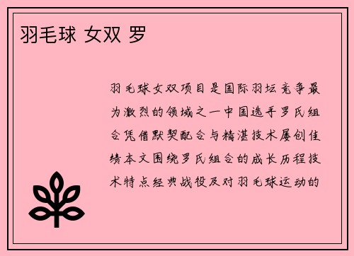 羽毛球 女双 罗